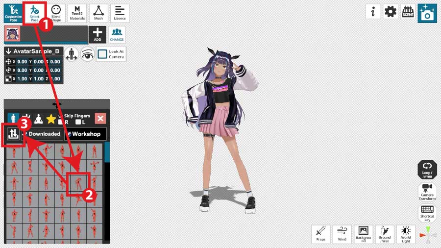 Select Pose in VRM Posing Desktop
