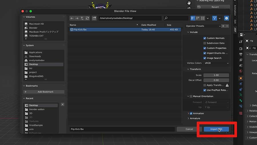 Select Fbx file